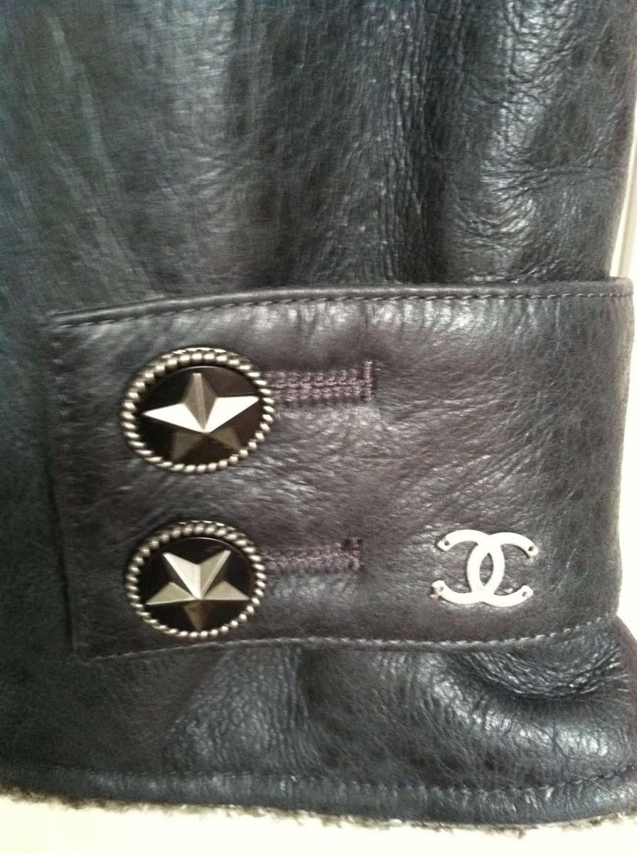 Chanel 07A NEW TAGS VINTAGE Grey Slate SHEARLING Leather JACKET