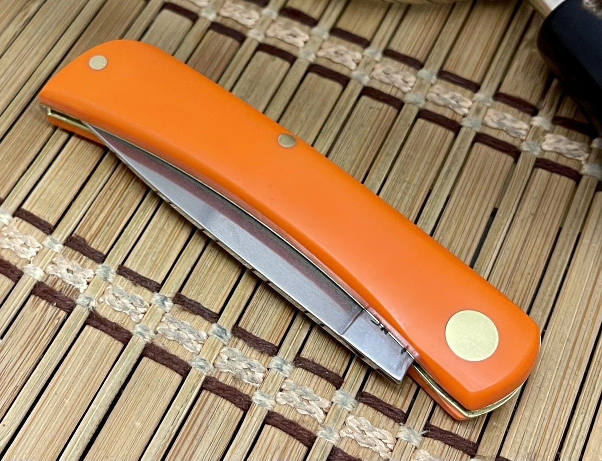 Case XX USA Smooth Orange ROOSTER Stainless Sod Buster Jr Pocket