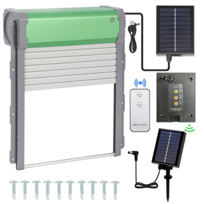 Hühnerklappe 3 in 1 Timer & Lichtsensor Solar Automatisch Aluminum 28 x 24cm