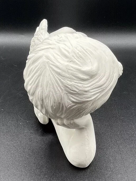 Винтажная керамическая фигурка херувима полка сиделка ангел укладка сбоку неглазурованный белый 9 дюймов - Изображение 4 из 4