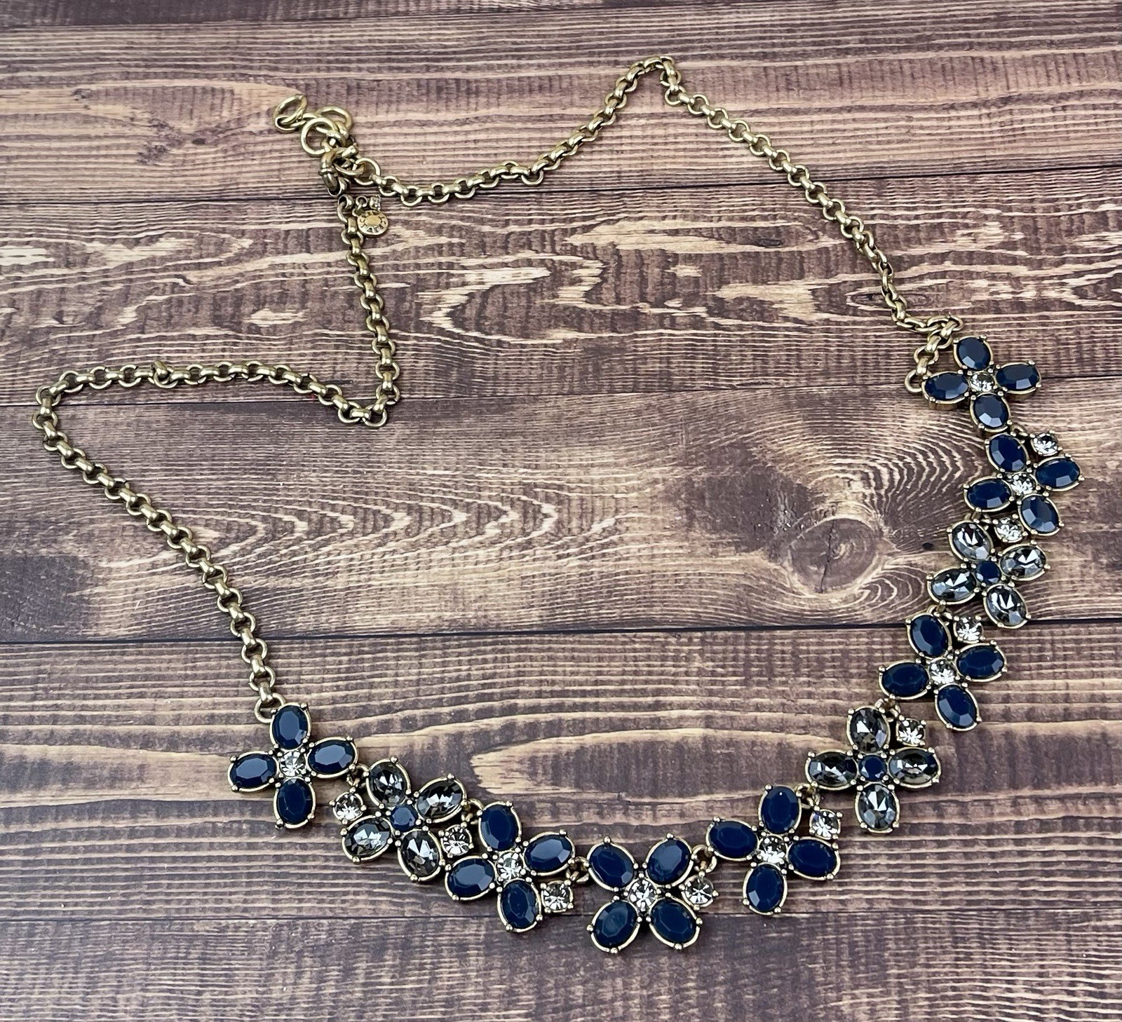 J.Crew Navy Crystal Bloom Statement Necklace – Go… - image 3