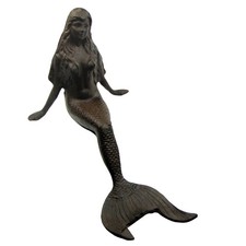 Large Rustic Metal Mermaid Yard/Pond Statue/Garden Sculpture/Coastal Shelf Decor