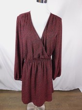 Gap Dress Womens Medium Black Polka Dot Wrap V-Neck Long Sleeve Casual Workwear