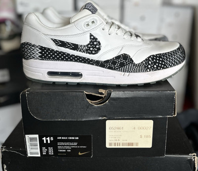Nike Air Max 1 BHM QS White/Black Geometric Men's Athletic Sneakers 2015
