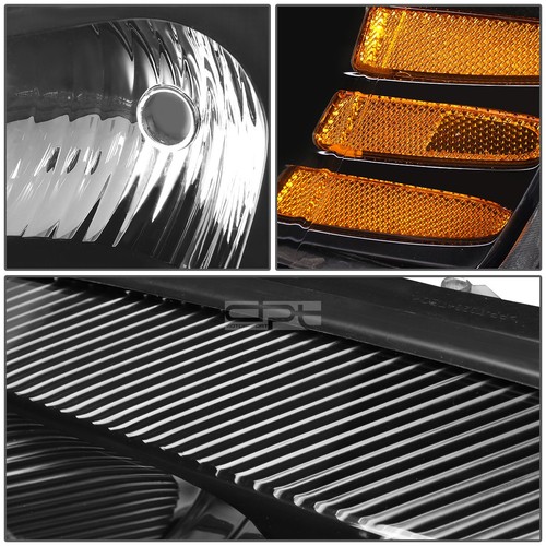 Fit 2004-2008 Pontiac Grand Prix Pair Black Housing Amber Side Headlight/Lamp - Picture 3 of 5