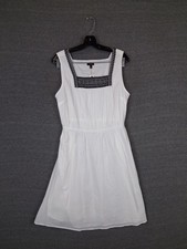 New Talbots Womens Dress 12 Petite White Cotton Gauze Peasant Festival Embroider