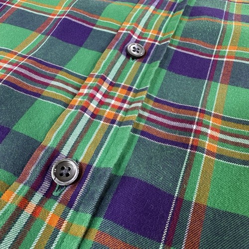 Polo Ralph Lauren Plaid Shirt Mens XL Made In Italy Green Purple Bright Button * - Picture 5 of 9