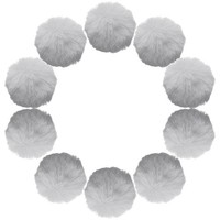 3,5 Zoll Kunstpelz-Pompon-BäLle,10 StüCk Hellgraue Kunstpelz-Pompons FüR HüTe