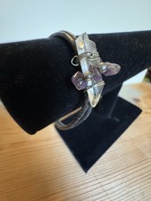 Boho Leather Bracelet Quartz Crystal Amethyst Handmade Healing Bracelet