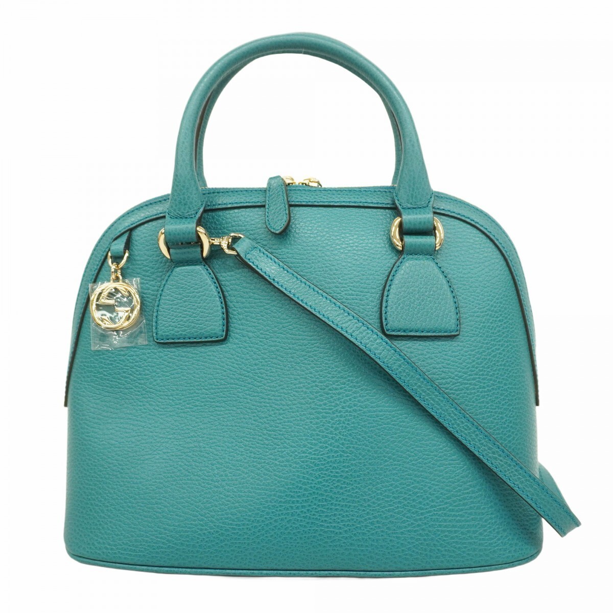 GUCCI Interlocking G Leather Handbag in Emerald Green with Gold Hardware 449662 490916