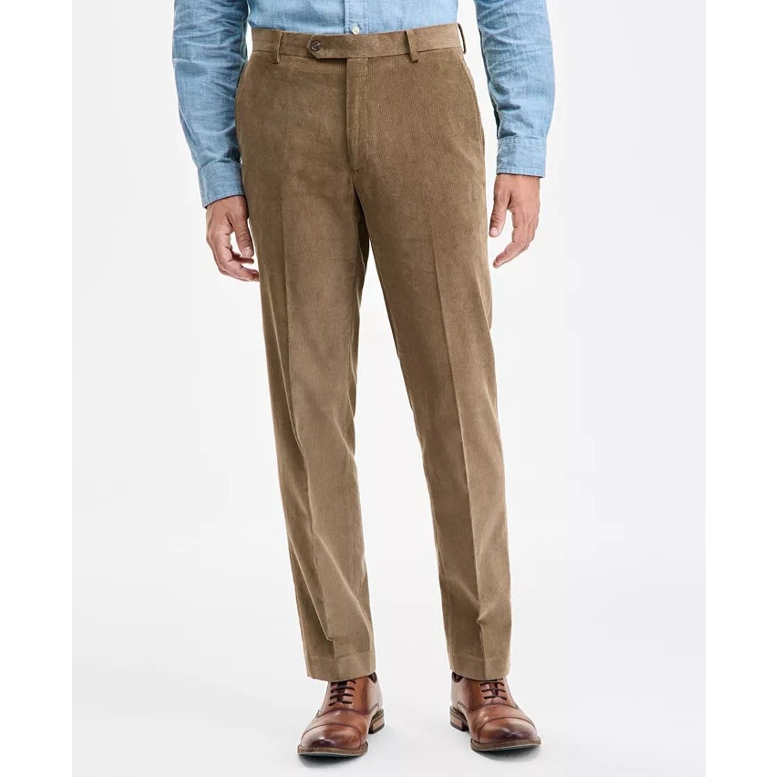 Tommy Hilfiger Men's Taupe Solid Corduroy Cotton Modern-Fit Pants Size 36x34