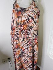 Karen Kane Maxi Dress Orange Brown Tie Dye Print Spaghetti Straps Size XL