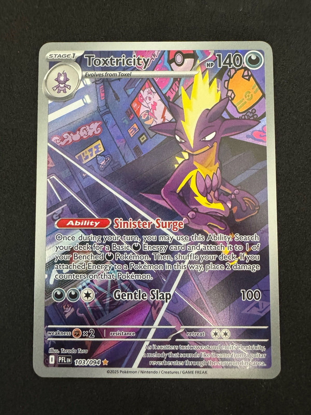 Toxtricity 103/094 Illustration Rare Holo Me02: Phantasmal Flames NM