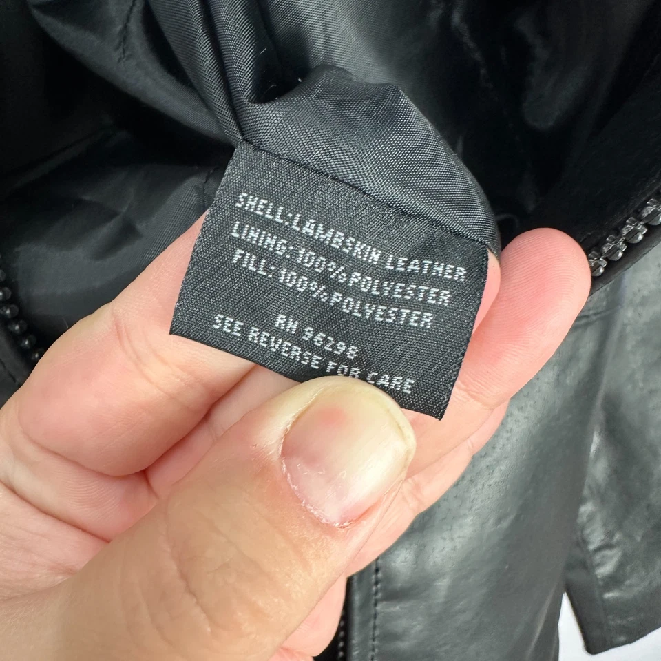 Leather Lambskin Jacket Vtg 90s Mens Large Black Grunge Alt Edgy Trump Marina - Image 3 of 4