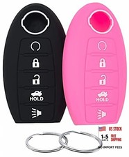 Silicone Rubber Key Fob Cover Compatible with Nissan Altima SR Black Pink