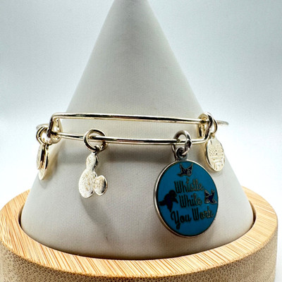 Disney Parks Alex and Ani Snow White Whistle While You Work Silver Bangle 2015