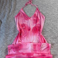 NWOT Amazon Pink Rose Print A Line Long Maxi Dress