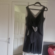 Black Satin Evening Dress With Bow