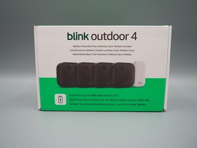 Blink Outdoor Sicherheitskamera System 4 Kameras Schwarz Neu OVP Sync Module