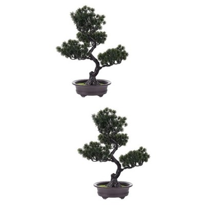  2 stücke False Pine Tree Topf Dekoration Indoor Green Pflanze Verzierung Grün