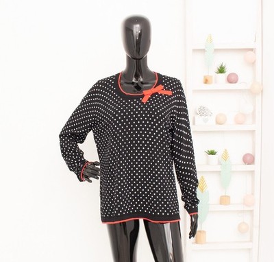 Marina Rinaldi Jumper Black Polka Dots Bow Neck Viscose Sweater M UK16 US12