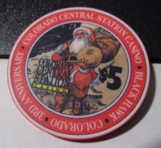 COLORADO CENTRAL STATION CASINO $5 gaming poker chip Black Hawk Colorado