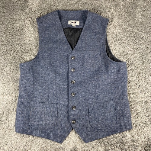 Joseph Abboud Vest Mens XXL Blue Herringbone Wool Waistcoat Formal Heritage