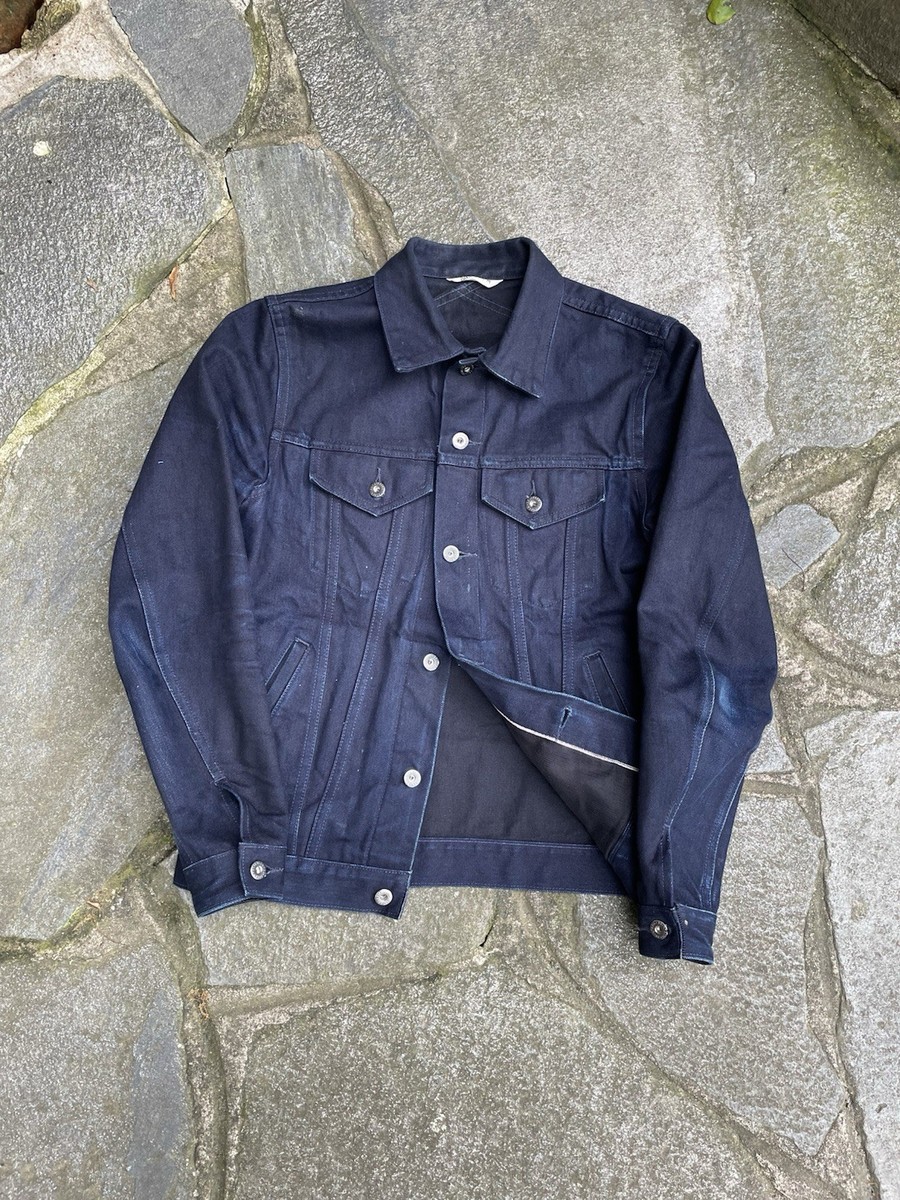 3SIXTEEN SHADOW SELVEDGE DENIM TRUCKER JACKET TYPE III DEEP BLUE MEN  SZ M