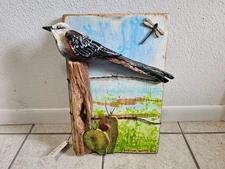 Original signed art carving of a Scissor-tailed Flycatcher Backyard Bird Carving