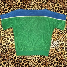 Vintage 60s Green & Blue Terry Cloth Boat Nec...