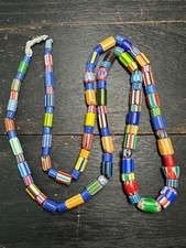 Handmade Nepalese Chevron Beads Strand  Himalayan Tribal Glass Beads  Ethnic J