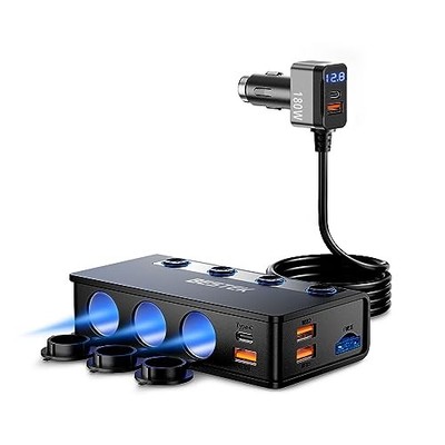 BESTEK 180W Triple Auto USB Ladegerät mit 3-Port PD 36W/65W und 4 QC3.0 18W P...