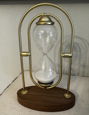 Brass Spinning Hourglass Sand Timer Wood 6  B...
