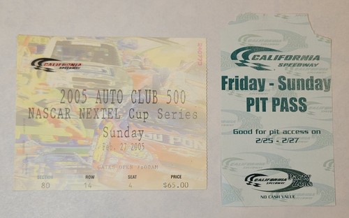 2005 California Speedway Auto Club 500 Nascar Nextel Cup Series Ticket Greg Biff - Picture 1 of 3