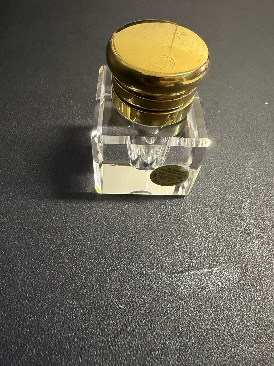 Vintage Montblanc Crystal Inkwell 19100 Desk Set Hand Cut Made In
