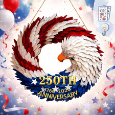 250Th Eagle Patriotic Wreath for Front Door,4Th of July Independence Day Decor,