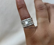 Sterling Silver Stacking Rings Set: Beaded, Twisted, Dotted All Size