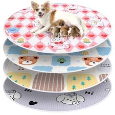 4 Pack Whelping Pads for Dogs, Round Whelping Pads Washable and Waterproof ,R...