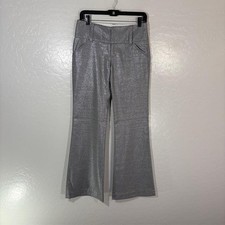 Alice + Olivia Pants Womens 0 Silver Metallic Wool Blend Flare Dressy Trousers