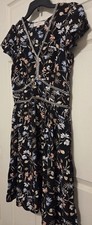 Loft Women's Midi Dress Short Sleeve, V-Neck, Romantic Floral Print. Size 2
