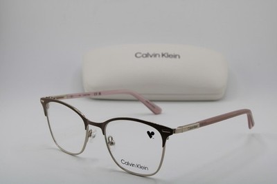 NEW CALVIN KLEIN CK 21124 208 PINK GOLD GUNMETAL AUTHENTIC EYEGLASSES 49-18