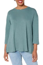 LOGO by Lori Goldstein Women's 3/4 Sleeve A-Line Top Harbor Teal