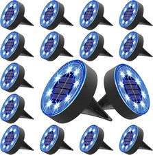 4/16Pack Waterproof Solar Driveway Lights Blue LED Dock Deck Lights For Outdoor