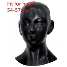 0.6mm Latex Hood Rubber Mask Closed Eye Back Zip for Women Head Around 54-57cm