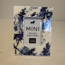 Studio Decor Blue White Lilac Flower Enameled Wood Mini Picture Frame 2x3