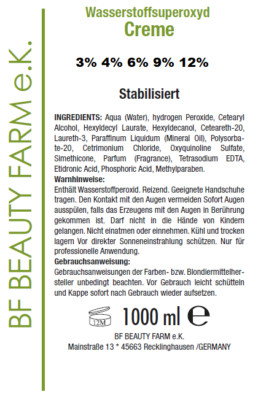 1L Cremeoxyd 1,5% 3% 4% 6% 9% 12% H2O2 Wasserstoffperoxid Oxydant Hochwertig