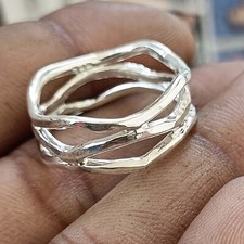 Solid 925 Sterling Silver Handmade Band Womes Gifts Ring SK1