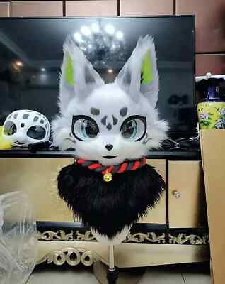 Fursuit Long Fur Husky Fox Mascot Head Party Halloween Fur Cosplay (Head) #00