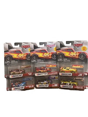 NEW 2024 DISNEY PIXAR CARS NASCAR SERIES ALL 6 MCQUEEN BUBBA GOGO RYAN CARSTEN