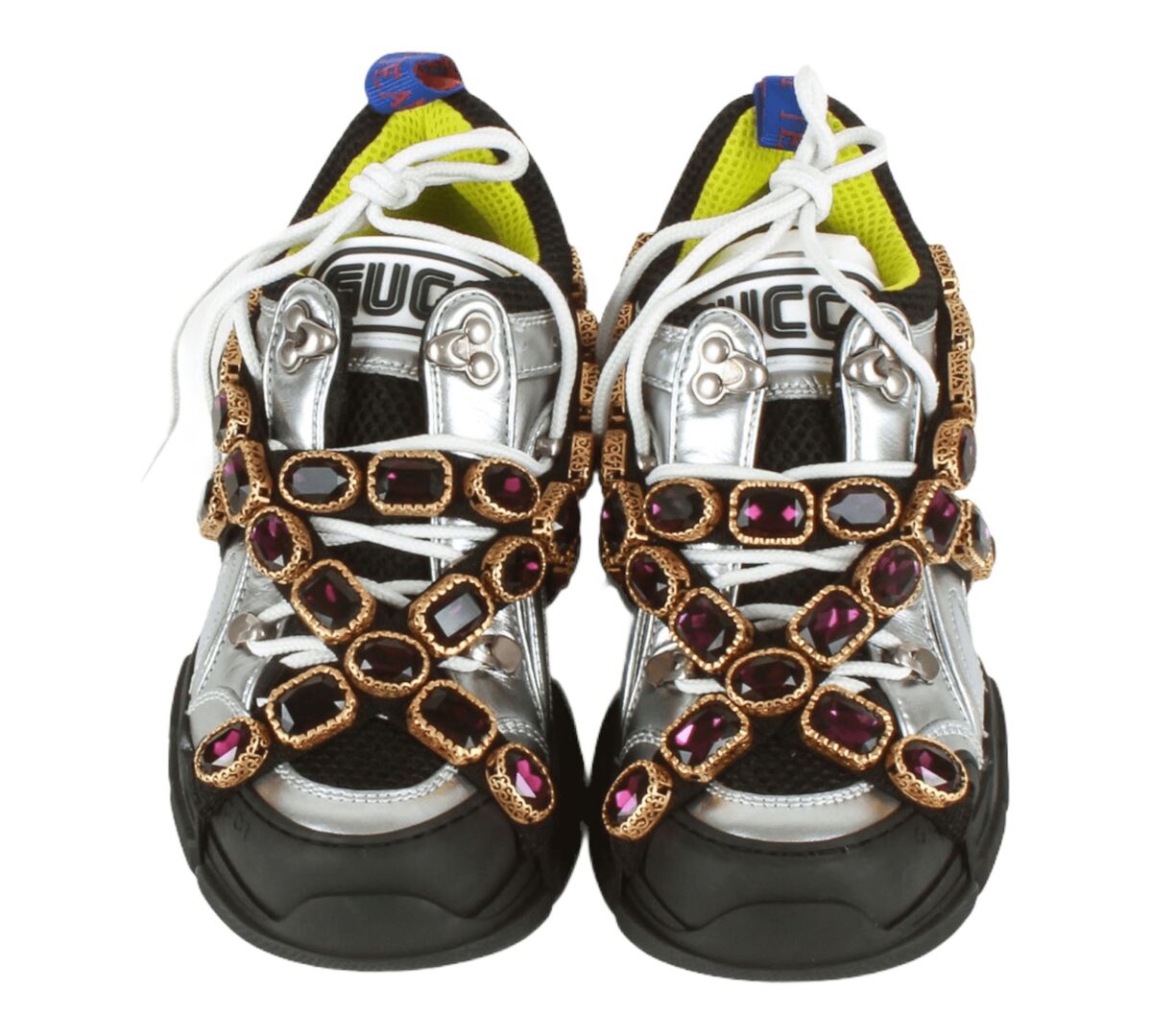Authentic Gucci Flashtrek crystal-embellished metallic Authentic Gucci Flashtrek crystal-embellished metallic